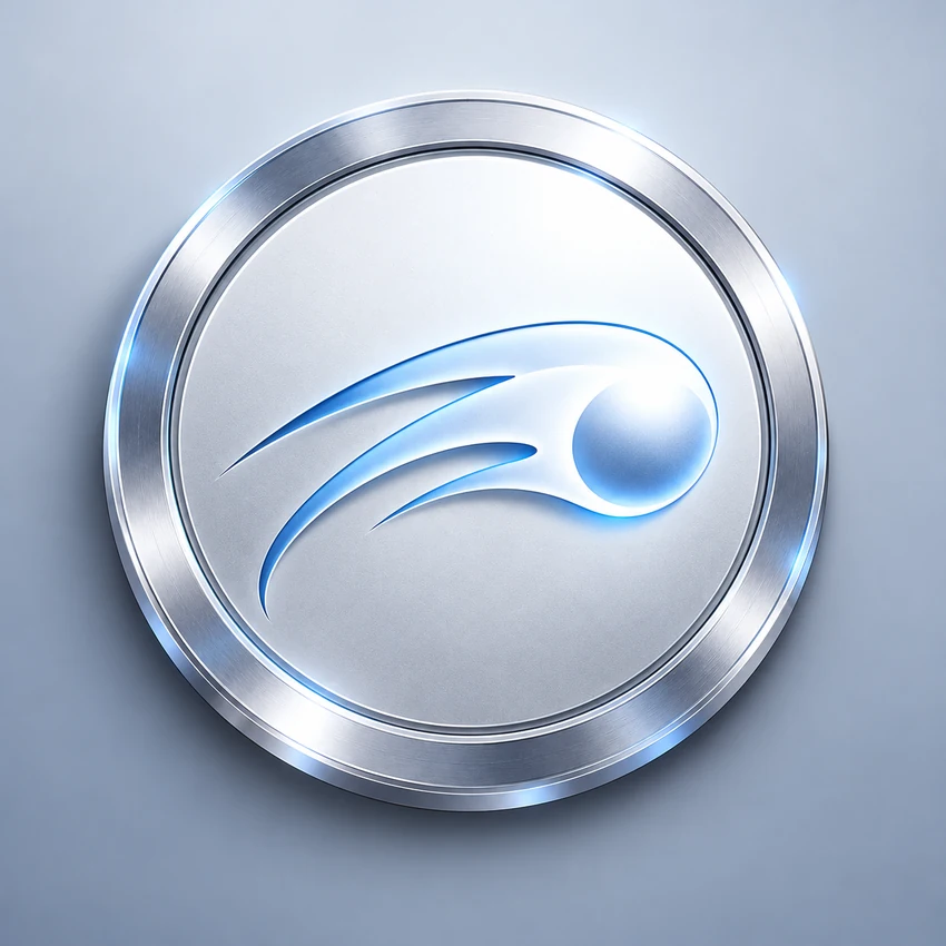 Silver-white CometFi coin emblem